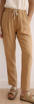 Pantalón fluido tencel con goma en cintura color camel