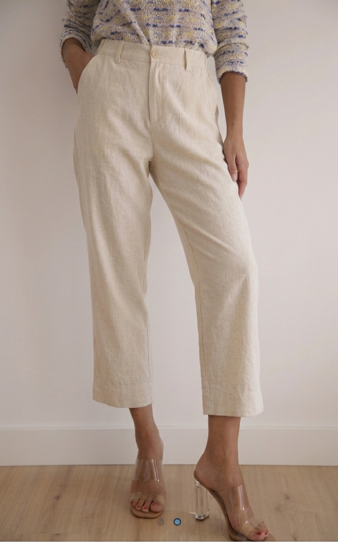 Pantalón con goma en espalda ante color piedra