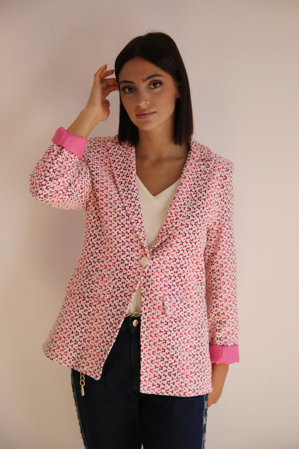 Blazer de punto estampado