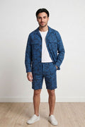 Bermuda estampada en tejido denim