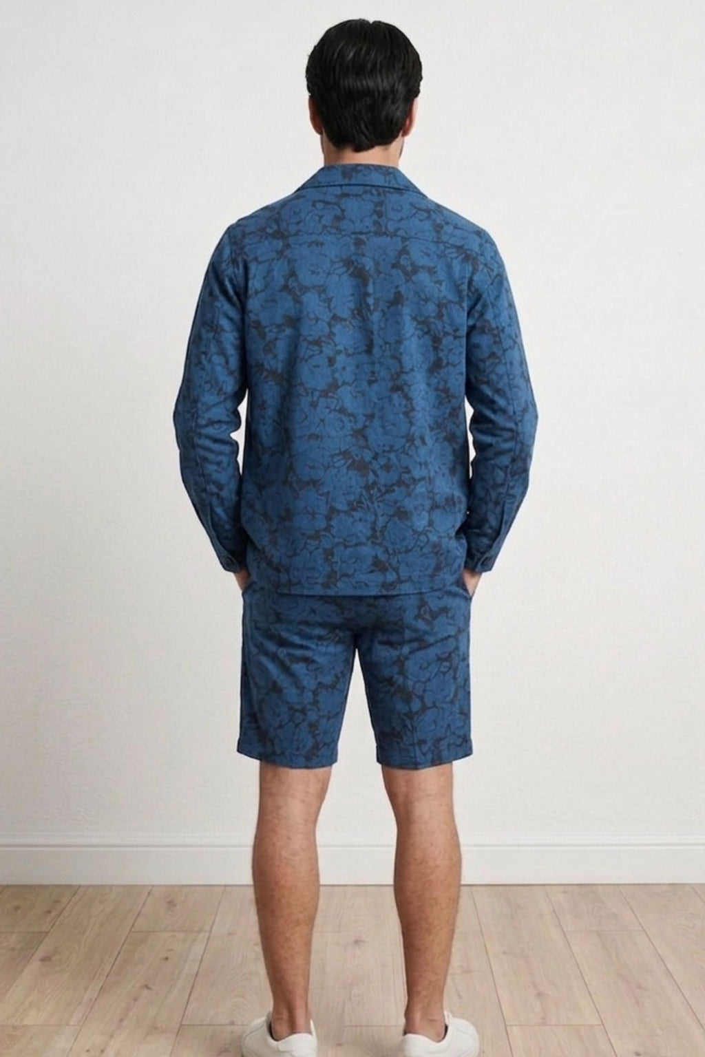Bermuda estampada en tejido denim