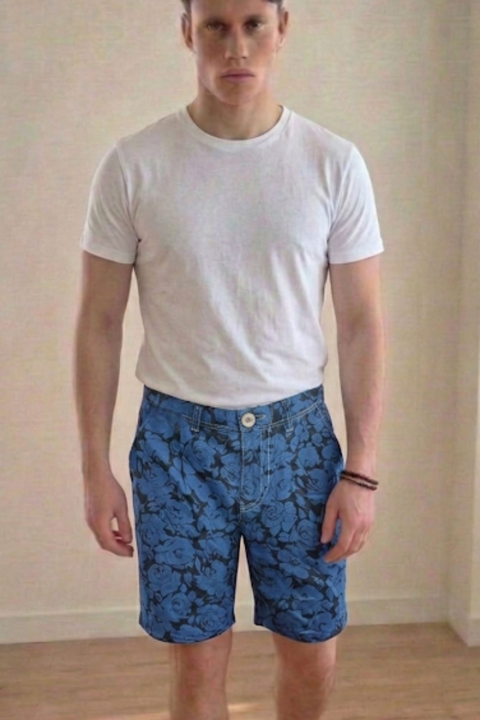 Bermuda estampada en tejido denim