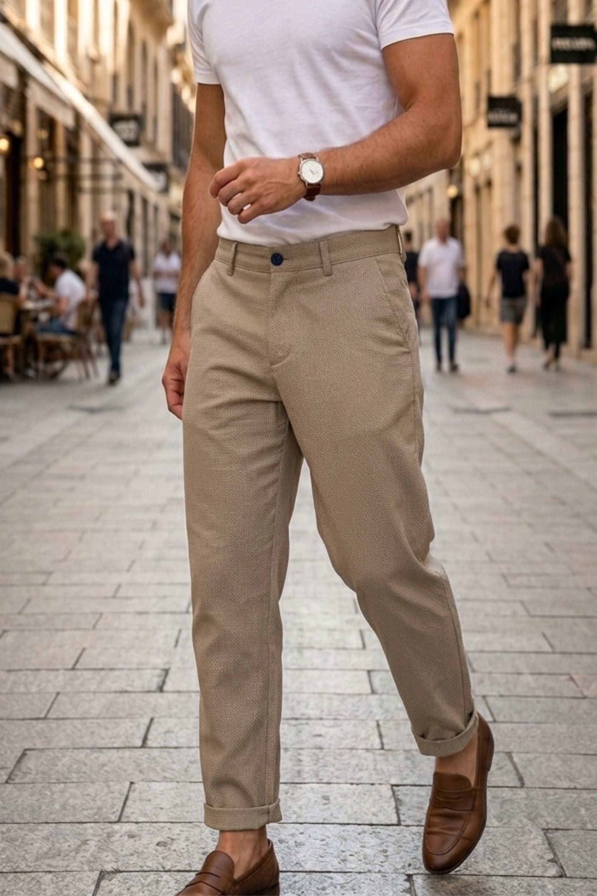 Pantalón chino de micropunto