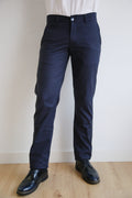 Pantalón chino recto, regular fit hombre, microdibujo, algodón elástico.