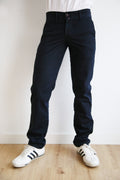 Pantalón chino vaquero recto, regular fit hombre, denim elásticol.