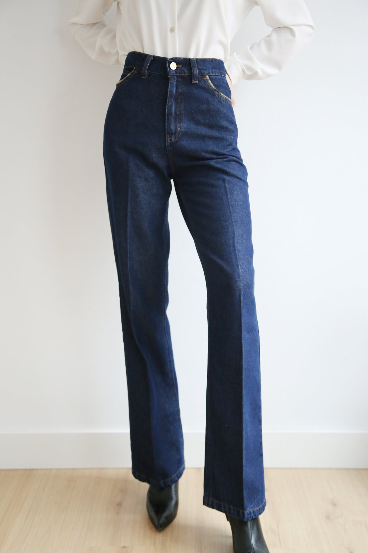 Pantalon wide leg tiro alto. Vaquero tencel