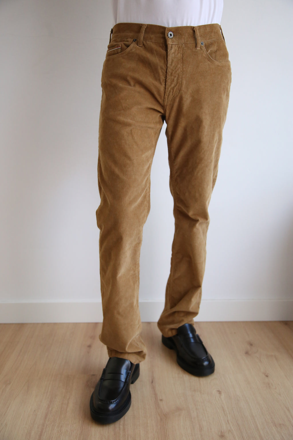 Pantalón de pana, corte recto, regular fit hombre, básico 5 bolsillos