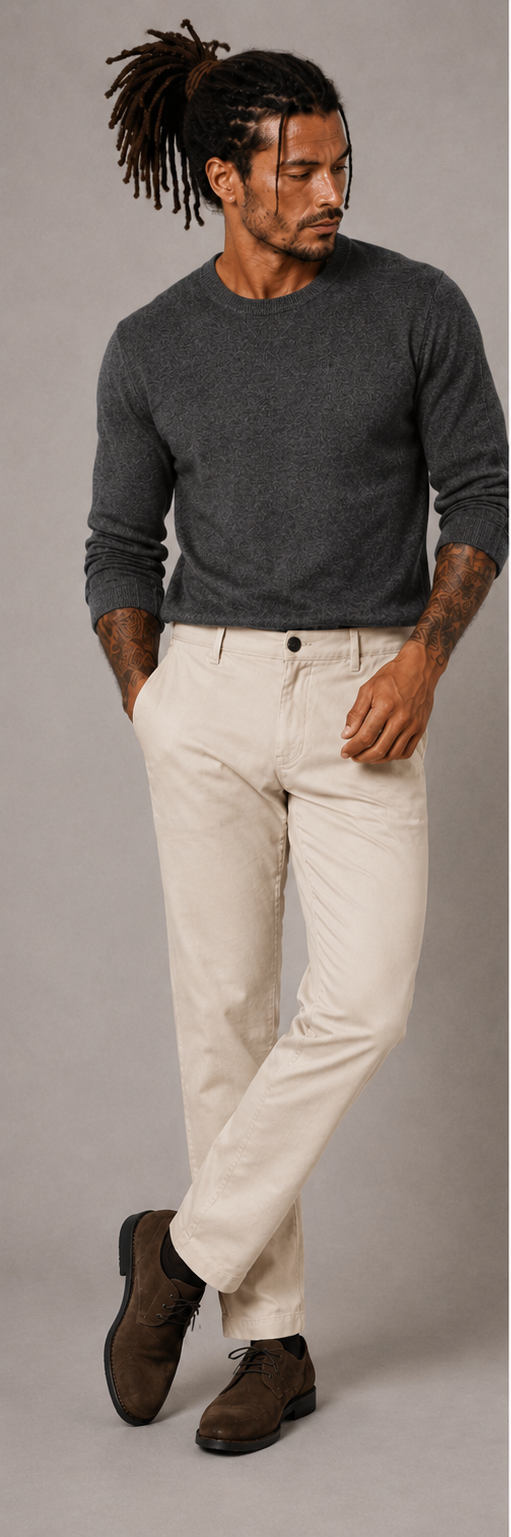 Pantalón chino algodón licra color beige corte recto
