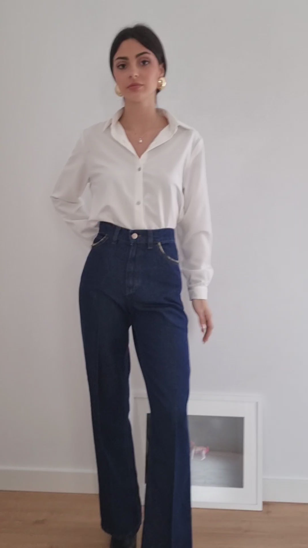 Pantalon wide leg tiro alto. Vaquero tencel